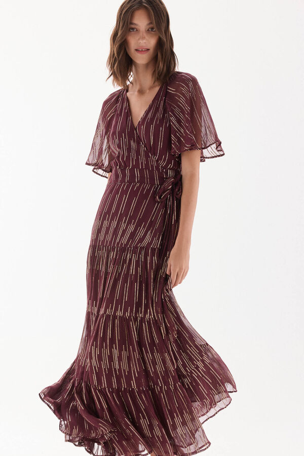 TFP by Tamara Falcó Georgette dress with lurex Burgundy