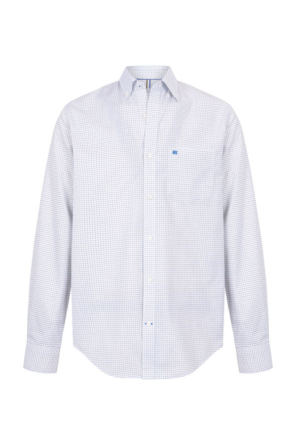 Pedro del Hierro Non-iron + stain-resistant plaid shirt White