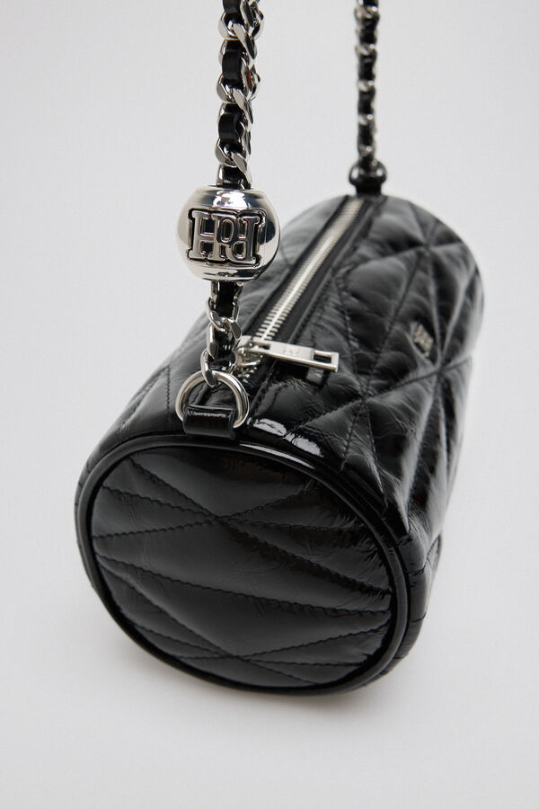 Pedro del Hierro Quilted leather baguette bag Black