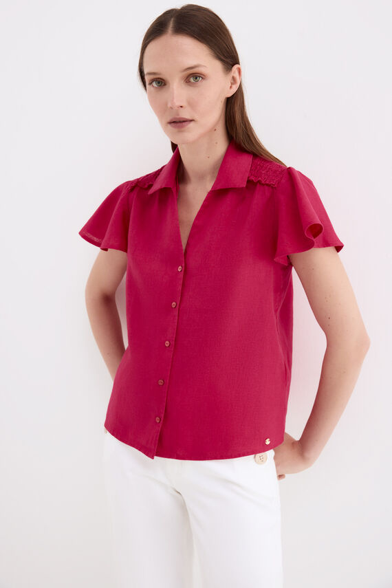 Blusa lino manga corta