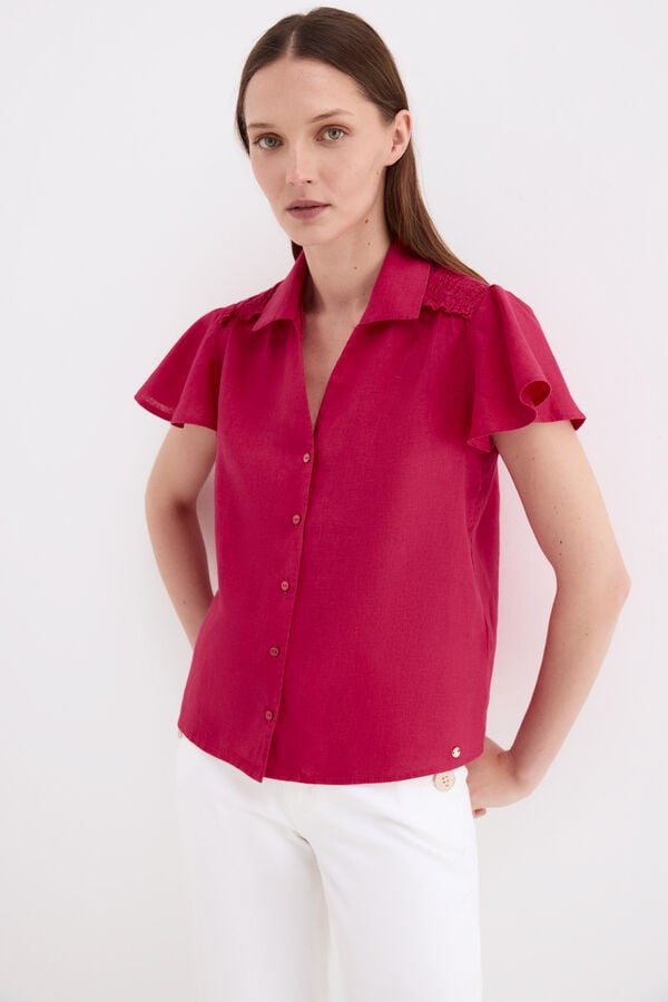 Pedro del Hierro Linen short sleeve blouse Pink