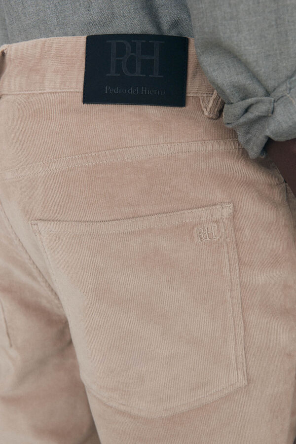 Pedro del Hierro Calças de veludo slim fit com 5 bolsos Beige