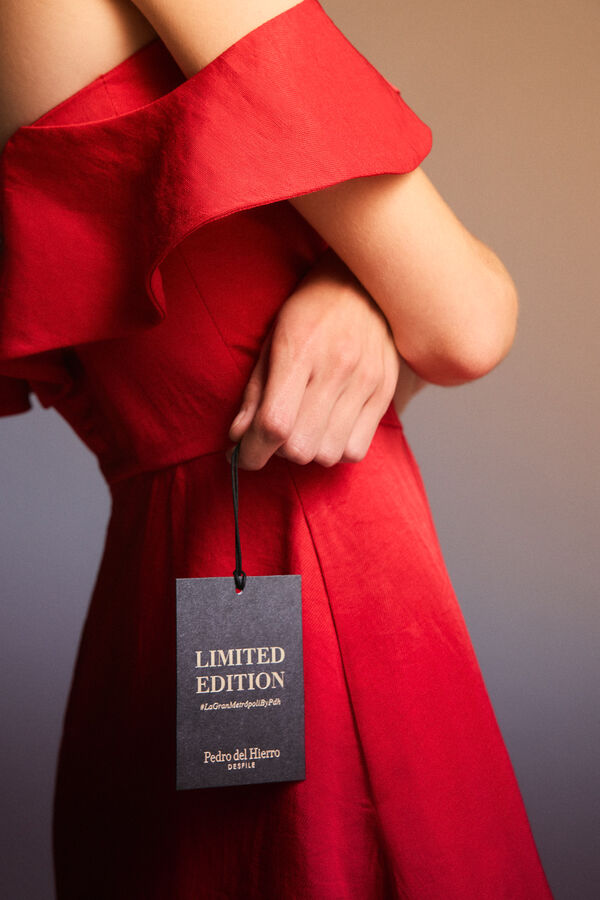 Pedro del Hierro Vestido midi tejido estructura Rojo