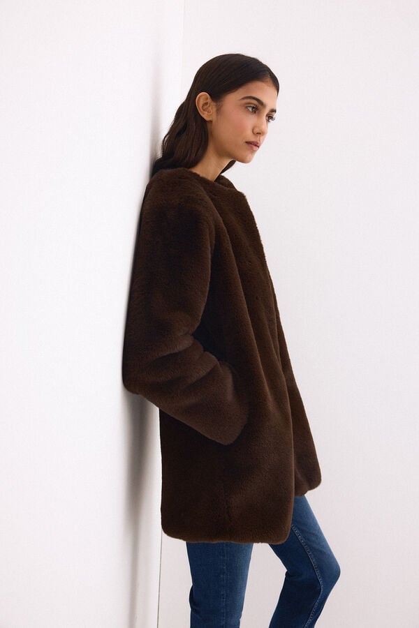 Pedro del Hierro Faux fur coat Brown