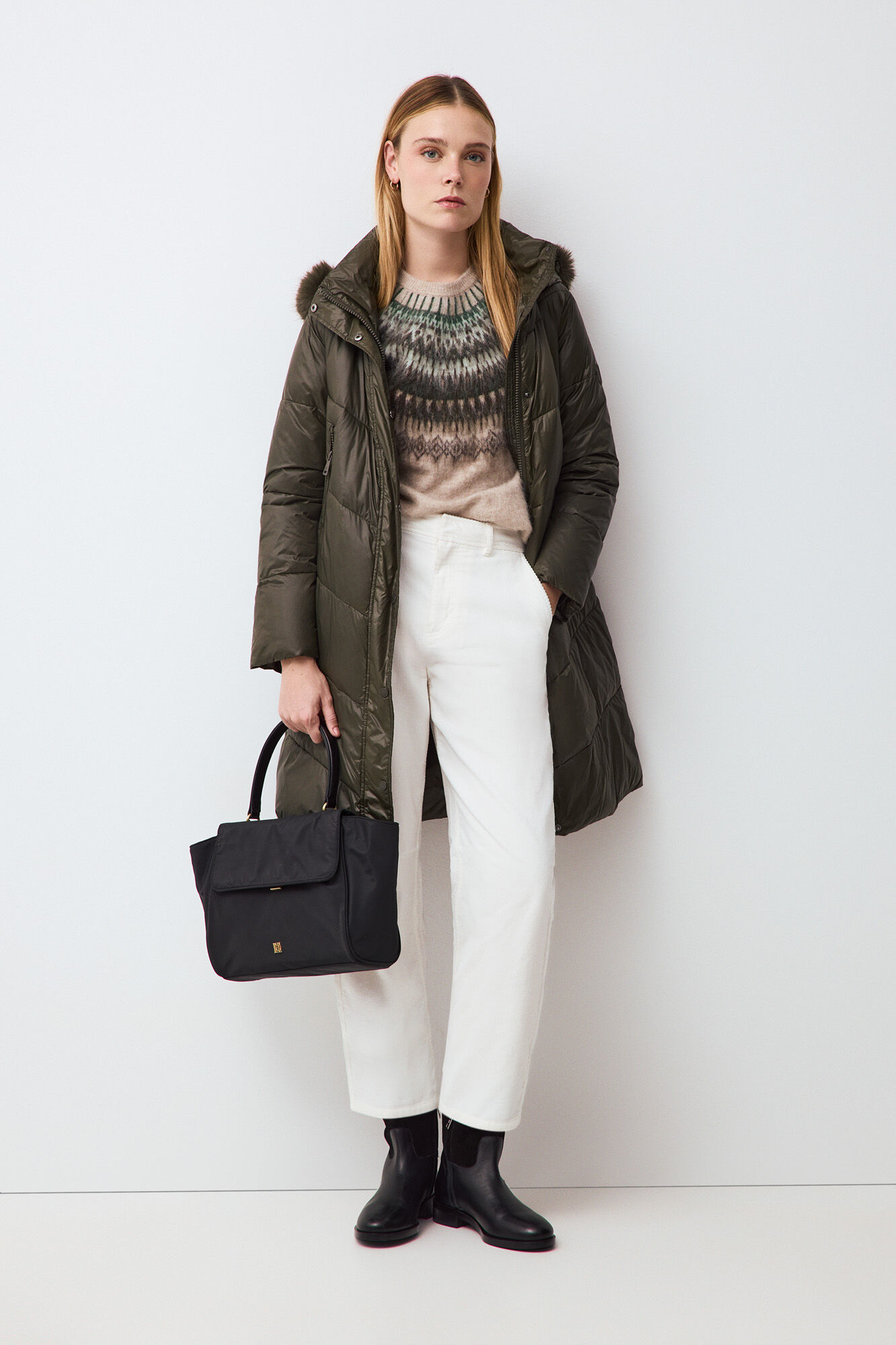 Pedro del Hierro Long parka with fur hood