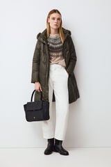 Pedro del Hierro Long parka with fur hood Green