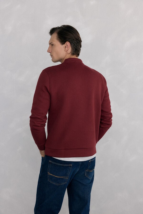 Pedro del Hierro Crew neck sweatshirt in technical fabric Burgundy