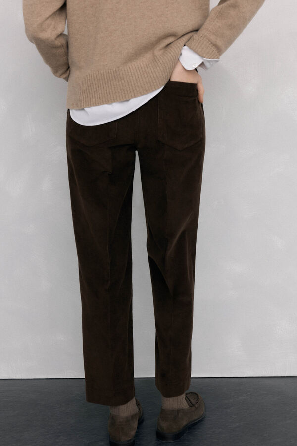 Pedro del Hierro Calça clássica de veludo veludo slim Marrom