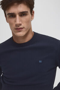 Pedro del Hierro Fine premium cotton round neck sweater Blue