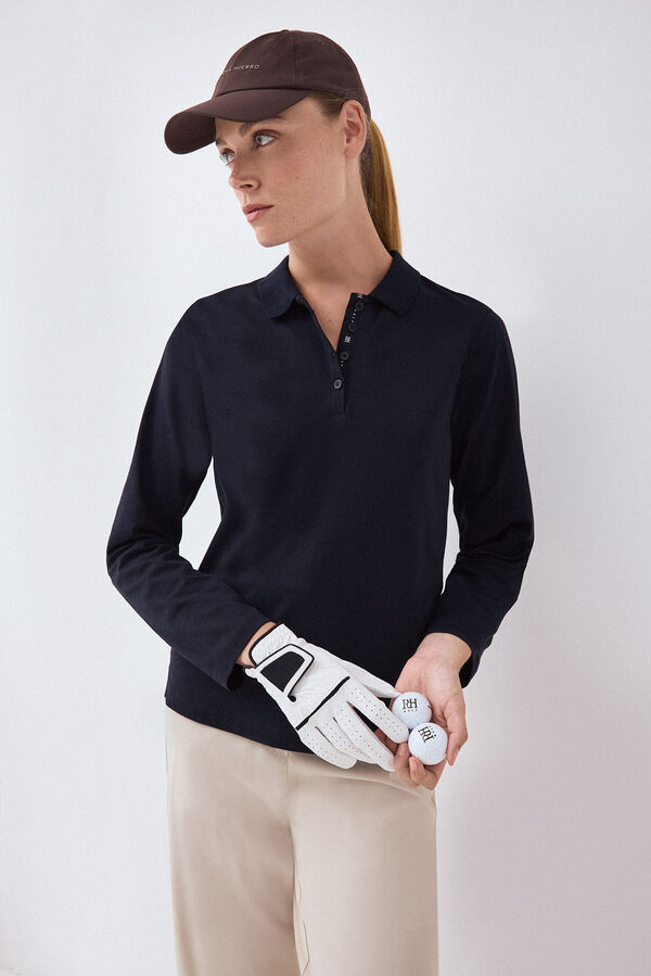 Pedro del Hierro Long sleeve polo shirt Blue