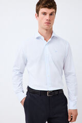 Pedro del Hierro Plaid non-iron + anti-stain slim fit dress shirt Blue