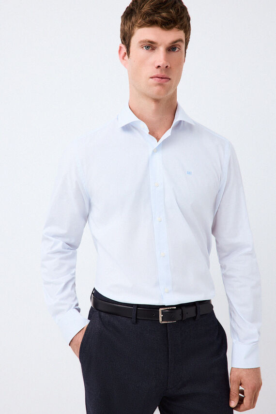 Camisa vestir cuadros non iron + antimanchas slim fit