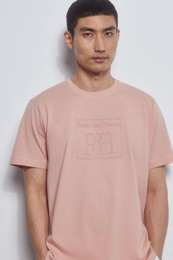 Pedro del Hierro Relief logo T-shirt Pink