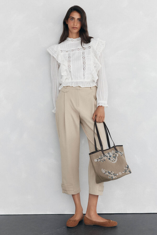 Pedro del Hierro Romantic ruffle blouse Ecru