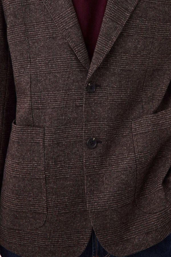 Pedro del Hierro Plaid knit blazer Brown