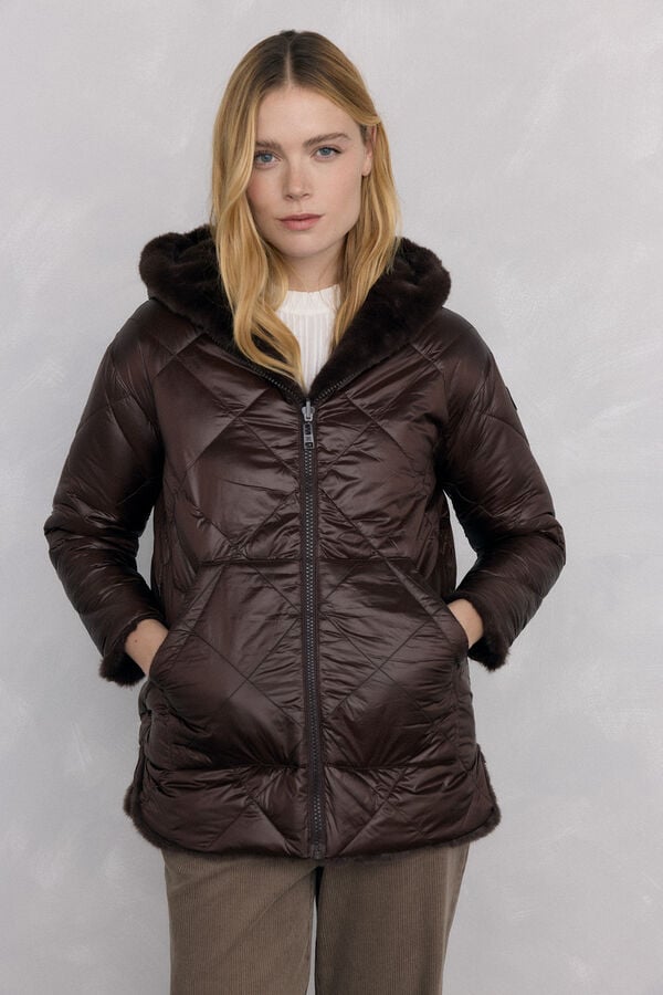 Pedro del Hierro reversible fur parka Brown