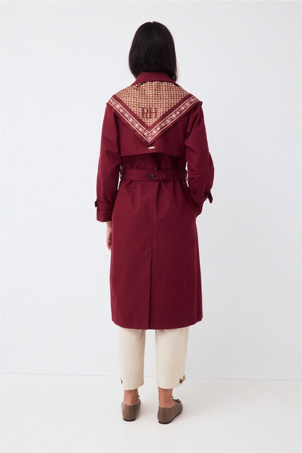 Pedro del Hierro Long trench scarf Burgundy