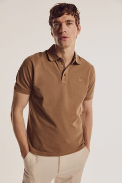Pedro del Hierro Short-sleeved washed polo shirt Brown
