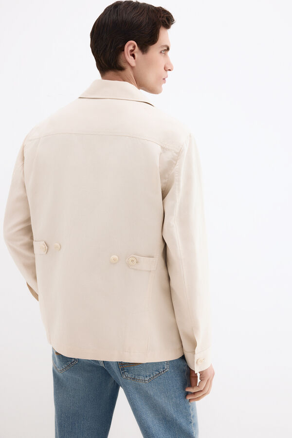 Pedro del Hierro Sobrecamisa em mistura de linho Beige