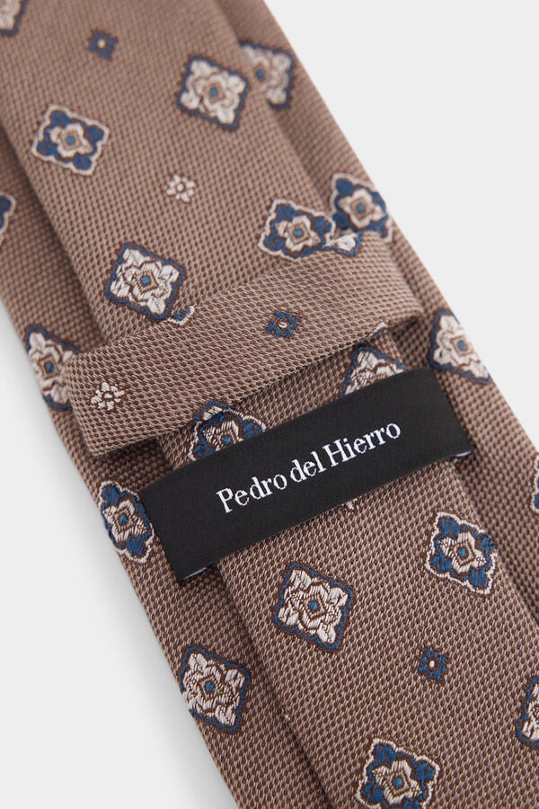 Pedro del Hierro Gravata em seda natural Beige