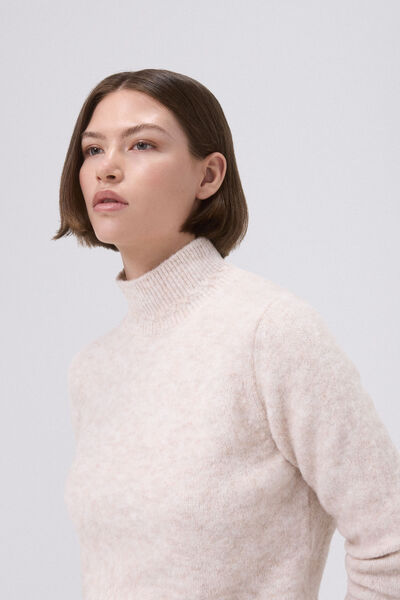 Pedro del Hierro Cropped jersey with cross-knit detail Beige