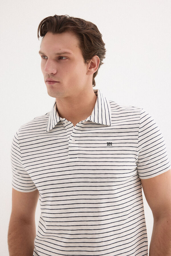 Pedro del Hierro Striped polo shirt Ecru