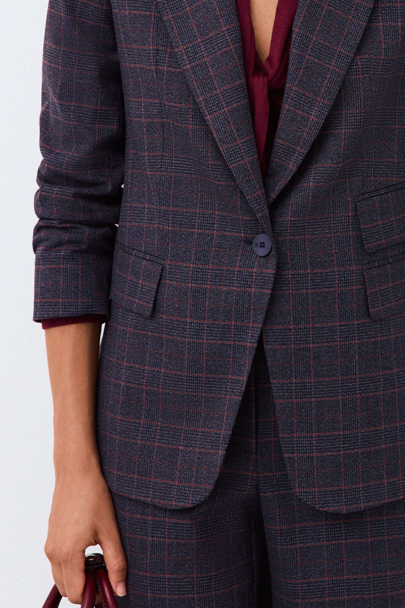 Pedro del Hierro Checked fitted blazer