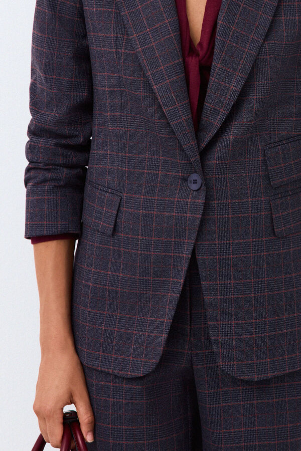 Pedro del Hierro Checked fitted blazer Blue