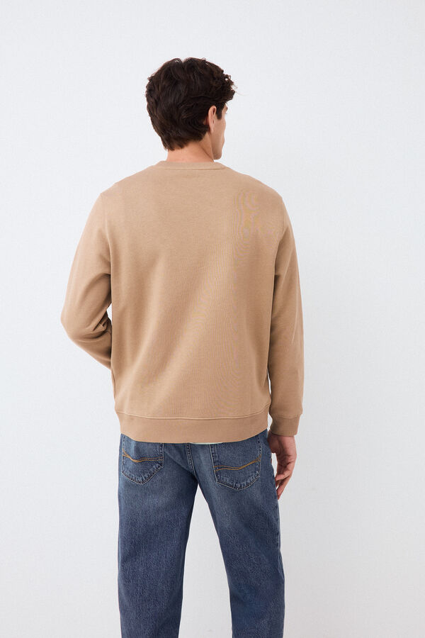 Pedro del Hierro Sweatshirt com logo gola caixa Beige