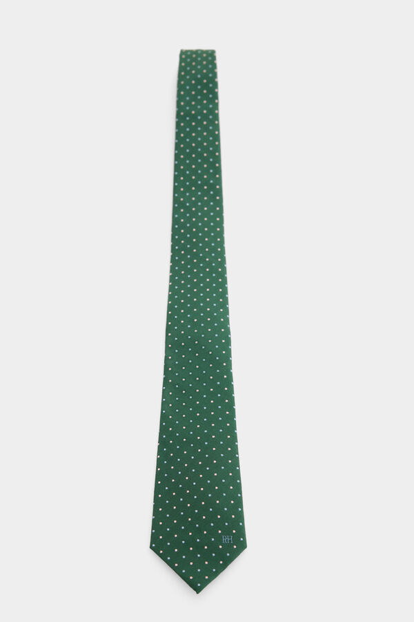 Pedro del Hierro Natural silk tie Green