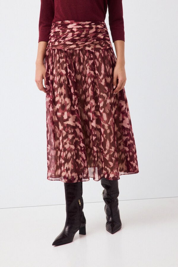 Pedro del Hierro Printed long skirt Beige