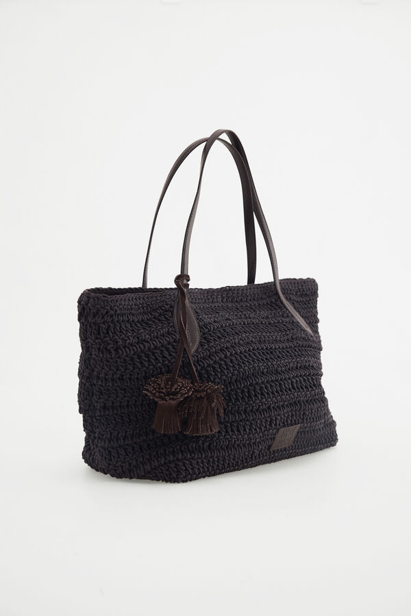 Pedro del Hierro Bolso shopper punto trenzado Marr&oacute;n