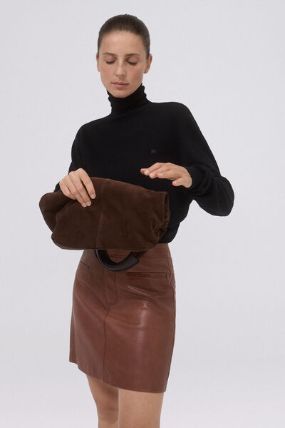 Pedro del Hierro leather mini skirt Brown