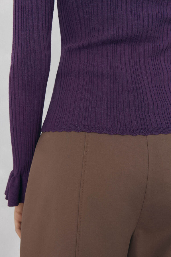Pedro del Hierro Blusa de malha com folho Púrpura