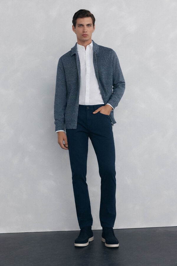 Pedro del Hierro Coloured slim fit 5-pocket trousers. Blue
