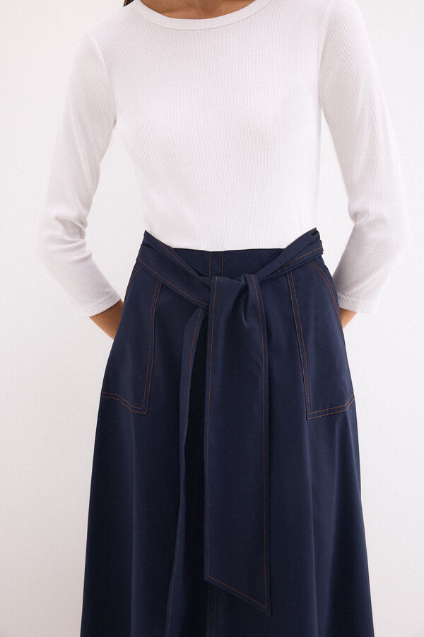 Pedro del Hierro Combined circular poplin skirt dress Blue