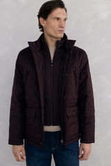 Pedro del Hierro Diamond-patterned quilted jacket Burgundy