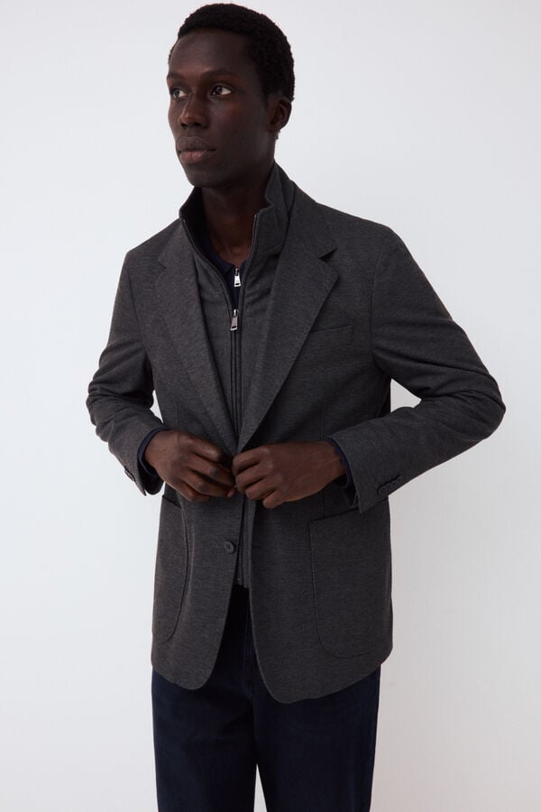 Pedro del Hierro Knit jacket with removable lining Grey