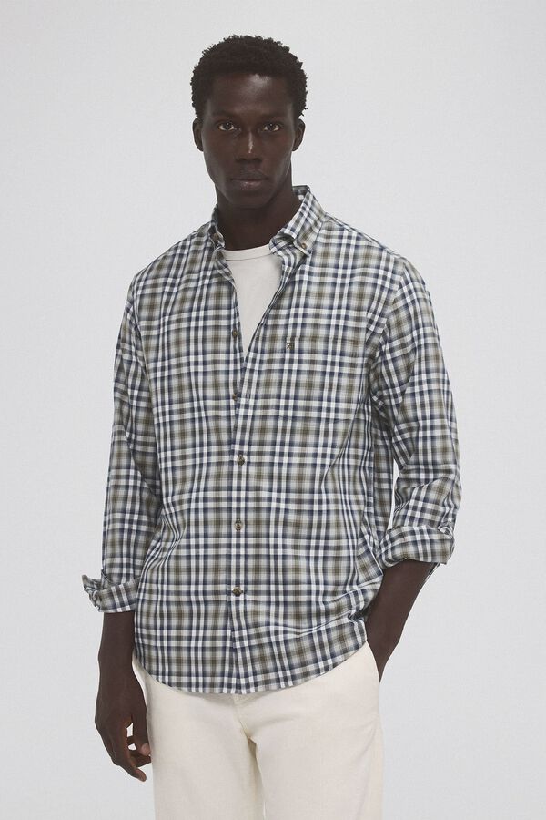 Pedro del Hierro Checked twill shirt Green