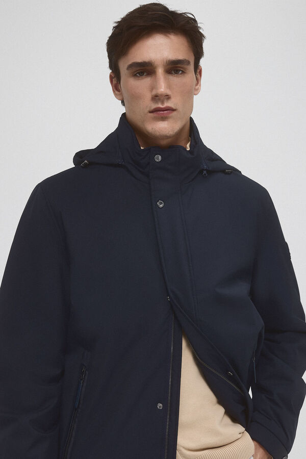 Pedro del Hierro Waterproof raincoat with detachable hood Blue