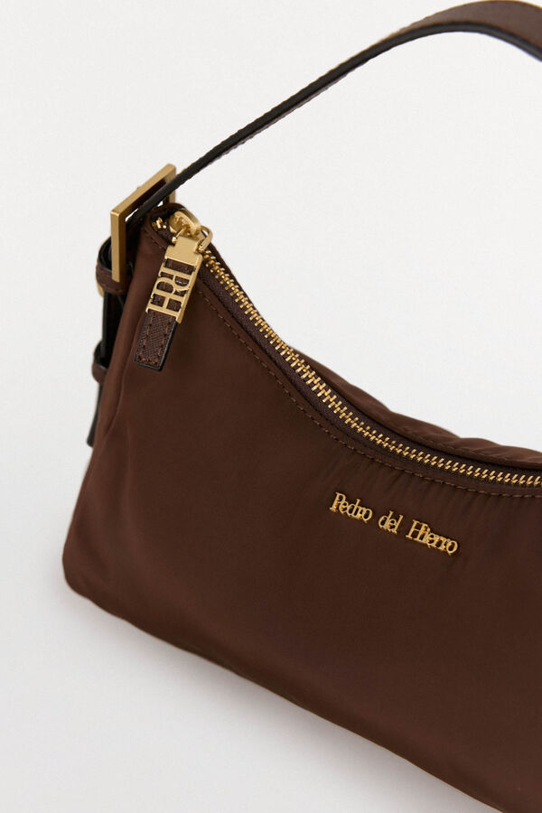 Pedro del Hierro Bolso de hombro en nylon con cremallera Marrón
