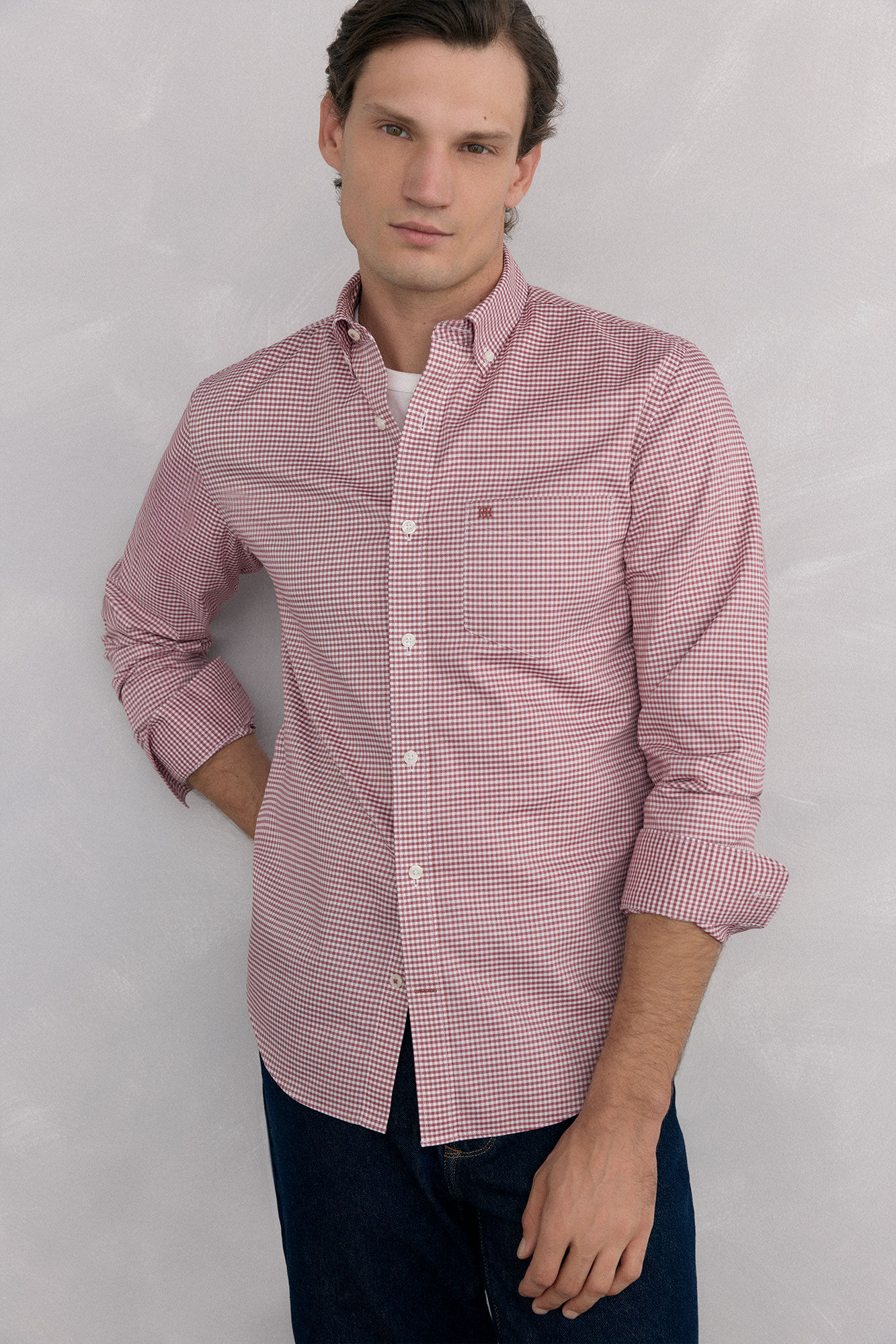 Pedro del Hierro Non-iron Oxford checked shirt