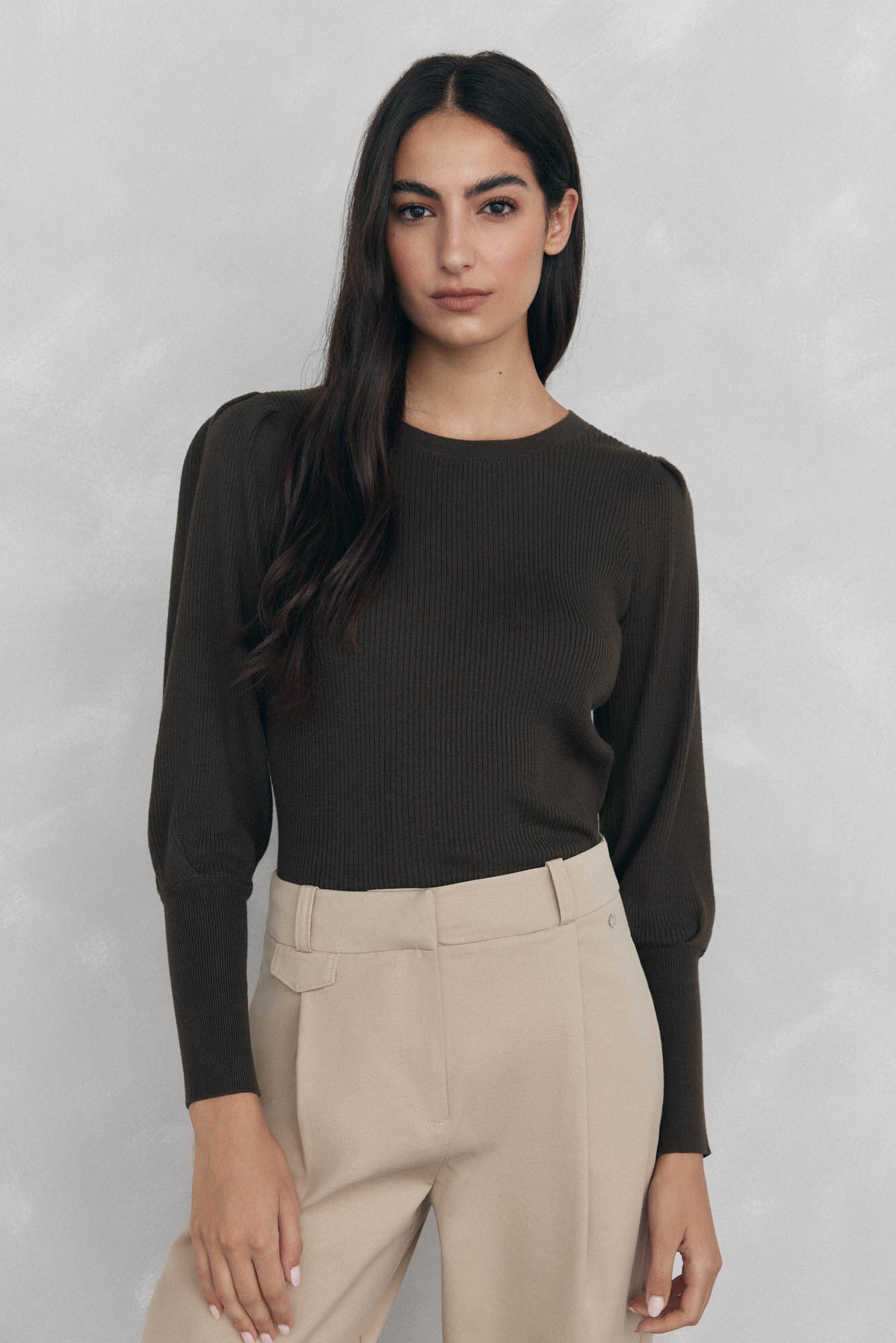 Pedro del Hierro Ribbed puffed-sleeve jumper