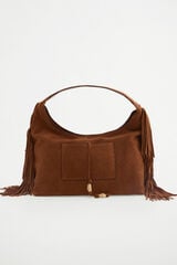 Pedro del Hierro Bolso hombro flecos Marr&oacute;n