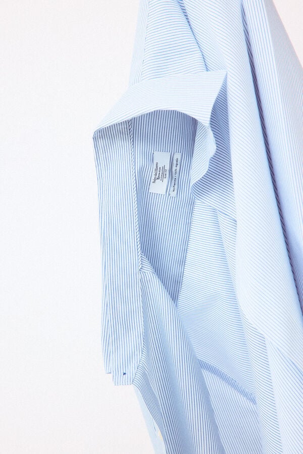 Pedro del Hierro Striped non-iron + anti-stain slim fit dress shirt Blue