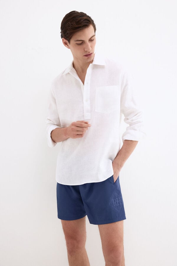 Pedro del Hierro Plain big side logo swimwear Blue