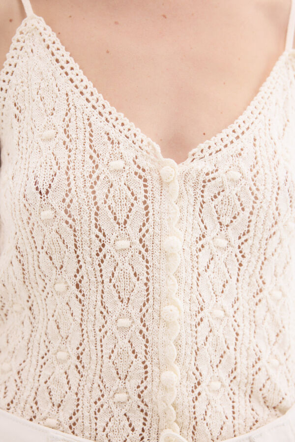 Pedro del Hierro Openwork knit vest top Ecru