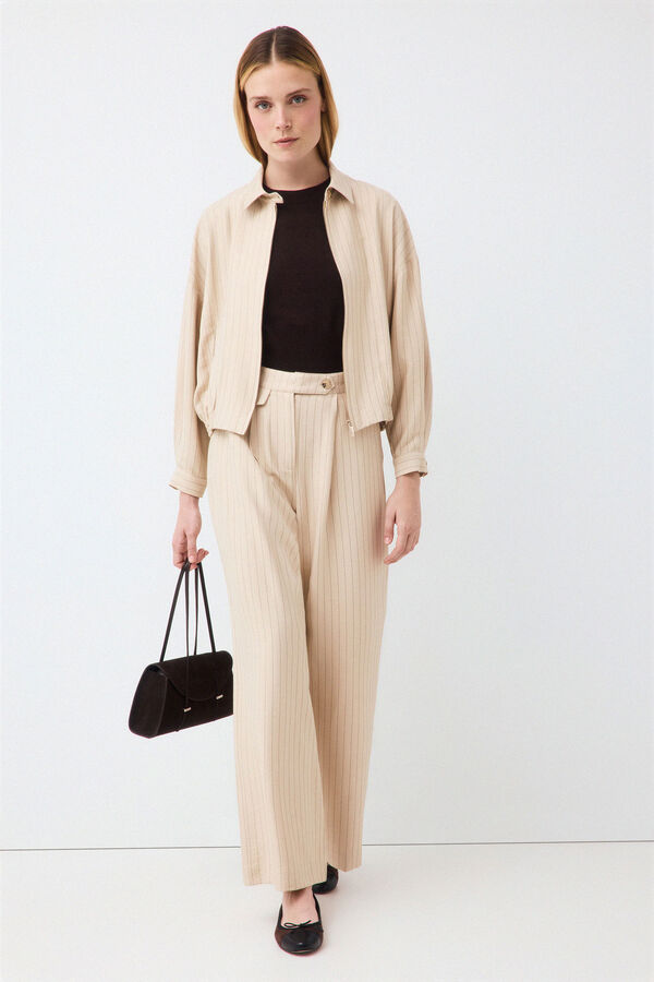 Pedro del Hierro Striped bomber Ecru