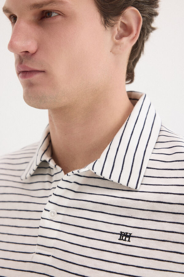 Pedro del Hierro Striped polo shirt Ecru