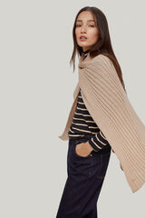 Pedro del Hierro Rib knit poncho Brown